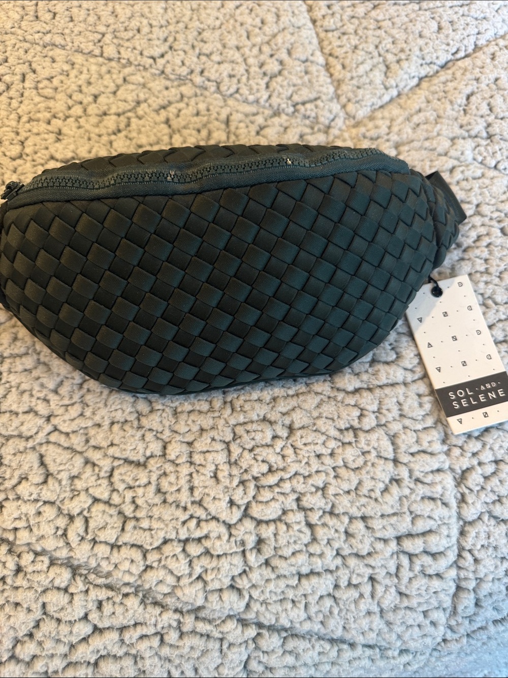 Woven Black Crossbody Belt Bag by Sole & Selene